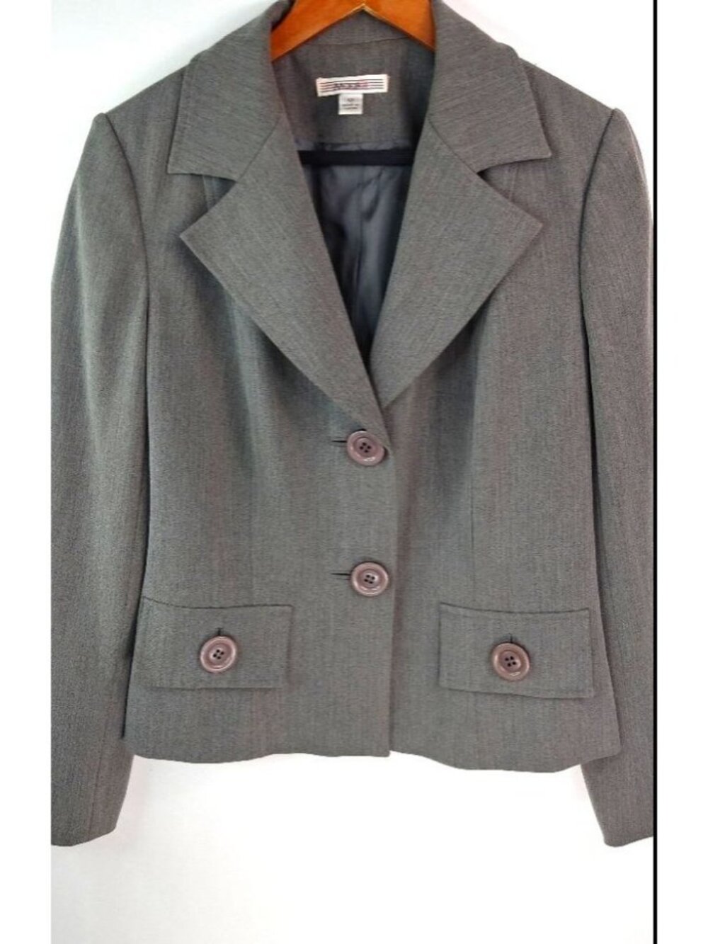Maakif 12 Gray Lined Big Button Jacket Blazer